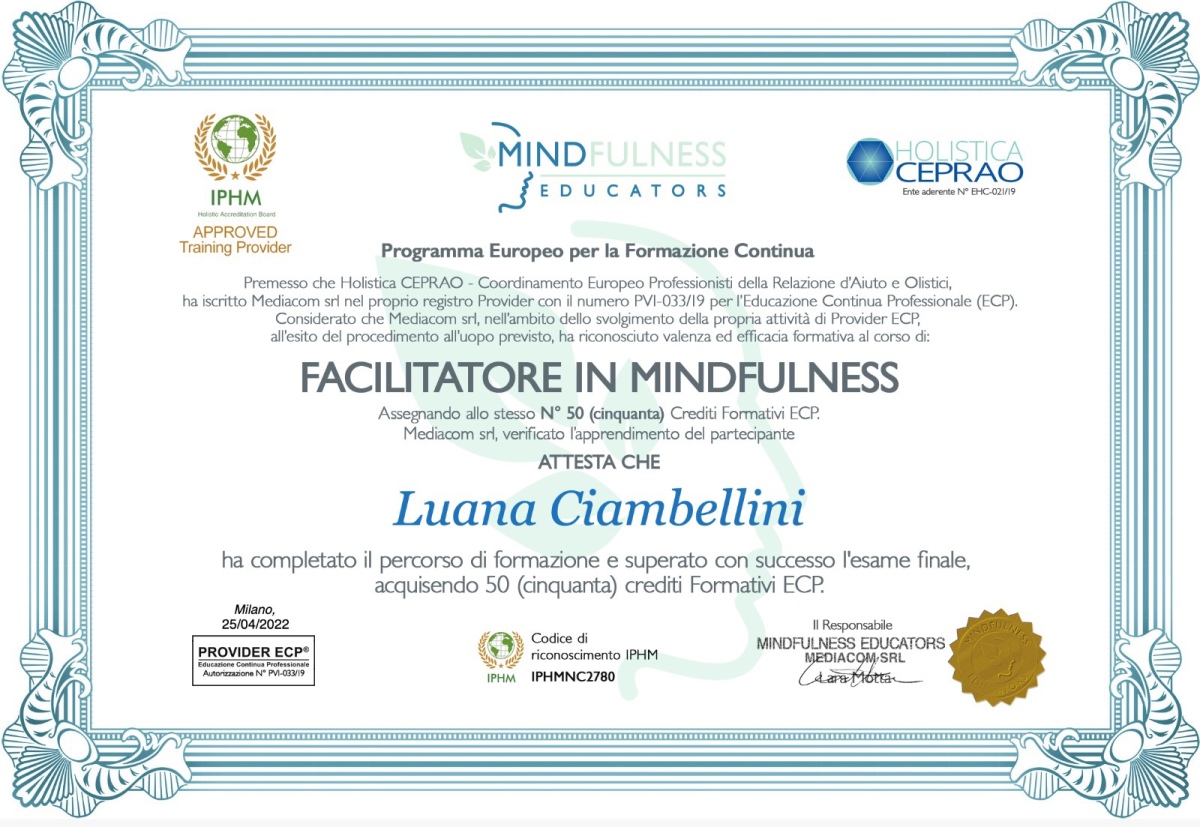 Facilitatore in Mindfulness |Luana Ciambellini